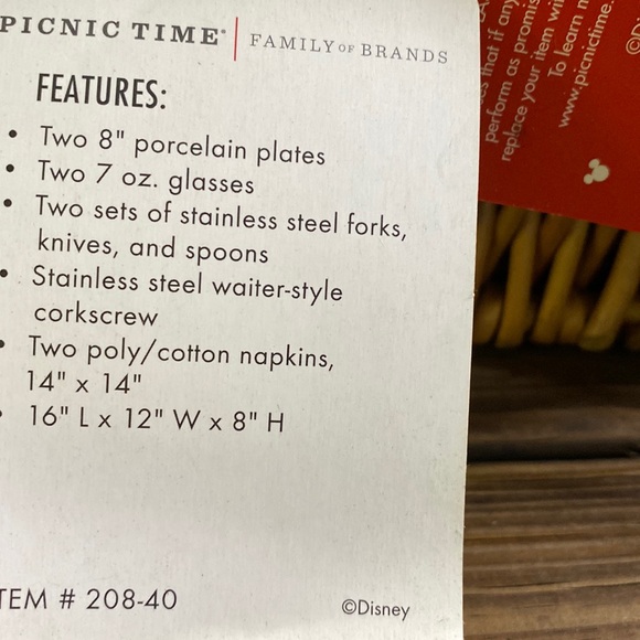 Disney Mickey and Minnie Mouse Picnic Time Champion Picnic Basket - Serves Two - Picture 13 of 16